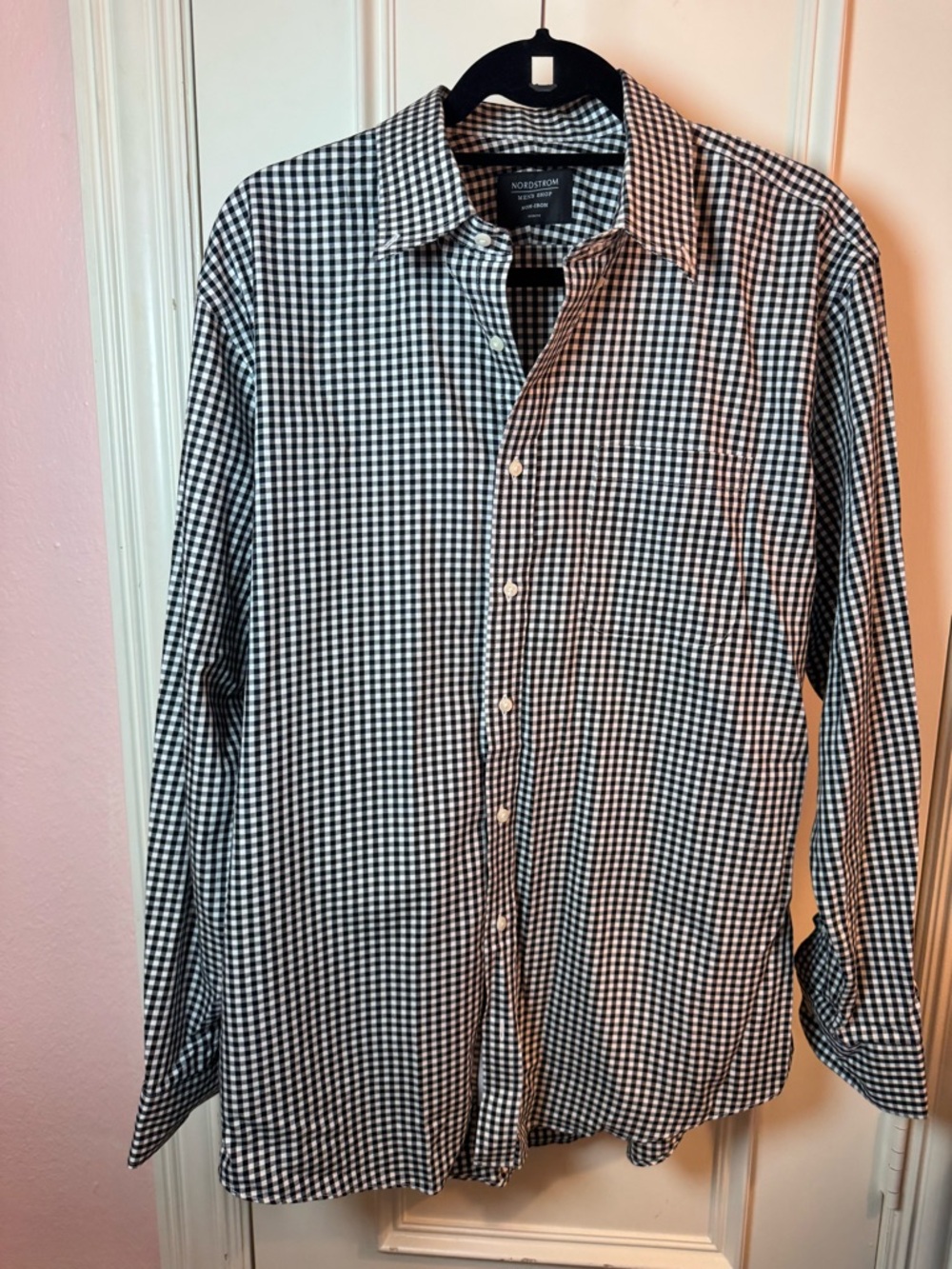 Nordstrom Men's Black & White Micro Gingham Button-Down Shirt